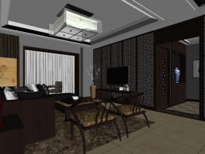 chinese style fashionable vintage living room 1811 3D Модель