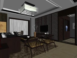 chinese style fashionable vintage living room 1811 3D Model