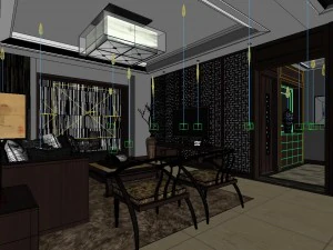 chinese style fashionable vintage living room 1811 3D Model
