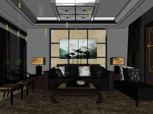 chinese style fashionable vintage living room 1811 3D Model