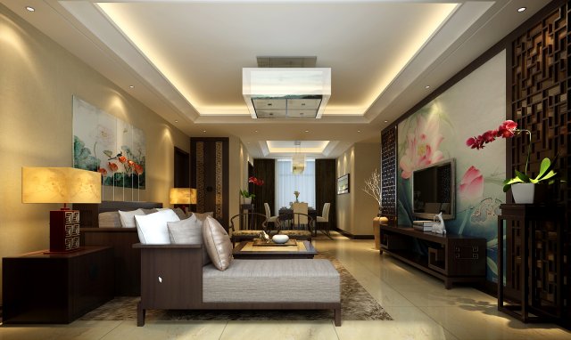 chinese style fashionable vintage living room 1818 3D मॉडल .c4d .max .obj .3ds .fbx .stl .blend 