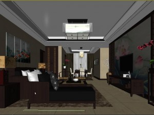 chinese style fashionable vintage living room 1818 3D मॉडल