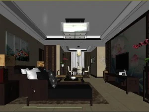 chinese style fashionable vintage living room 1818 3D Model