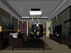 chinese style fashionable vintage living room 1818 3D Model