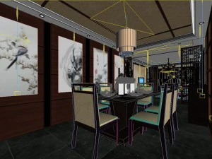 chinese style fashionable vintage room 1819 3D Model