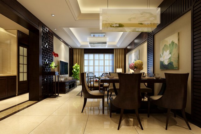 chinese style fashionable vintage living room 1820 3D 模型 .c4d .max .obj .3ds .fbx .stl .blend 