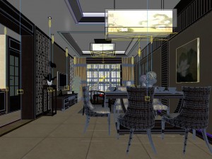chinese style fashionable vintage living room 1820 3D 模型