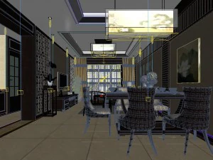 chinese style fashionable vintage living room 1820 3D Model