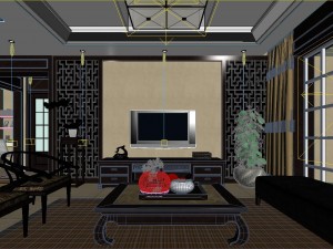 chinese style fashionable vintage living room 1820 3D 模型