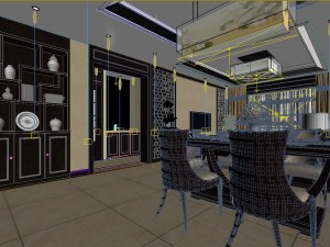 chinese style fashionable vintage living room 1820 3D 模型