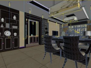 chinese style fashionable vintage living room 1820 3D Model