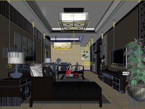 chinese style fashionable vintage living room 1820 3D 模型