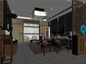 chinese style fashionable vintage room 1821 3D Model
