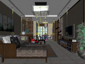 chinese style fashionable vintage room 1821 3D Model