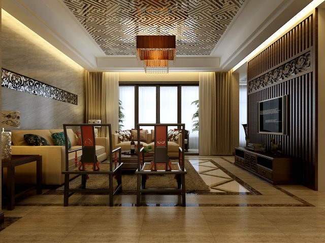 chinese style fashionable reversionary living room 1823 Model 3D .c4d .max .obj .3ds .fbx .stl .blend 