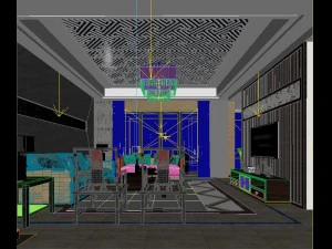chinese style fashionable reversionary living room 1823 3D Model