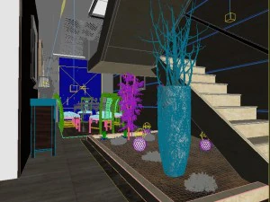 chinese style fashionable reversionary living room 1823 3D Model