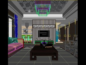 chinese style fashionable reversionary living room 1823 Model 3D