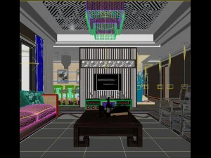 chinese style fashionable reversionary living room 1823 3D Model