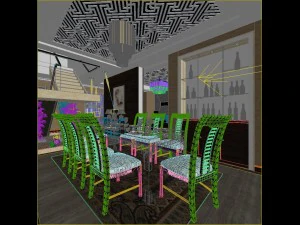 chinese style fashionable reversionary living room 1823 3D Model