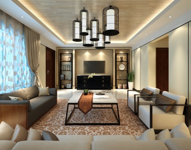 chinese style fashionable vintage living room 1826 Modelo 3D .c4d .max .obj .3ds .fbx .stl .blend