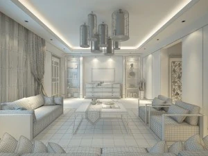 chinese style fashionable vintage living room 1826 3D Model