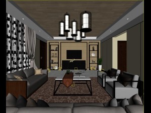 chinese style fashionable vintage living room 1826 Modelo 3D