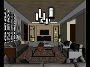 chinese style fashionable vintage living room 1826 3D Model