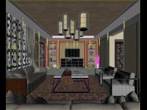 chinese style fashionable vintage living room 1826 3D Model