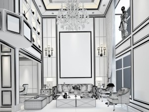 european-style living room design 02 3D Model