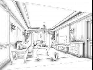 european-style living room design 03 Model 3D