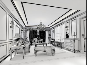 european-style living room design 03 Model 3D