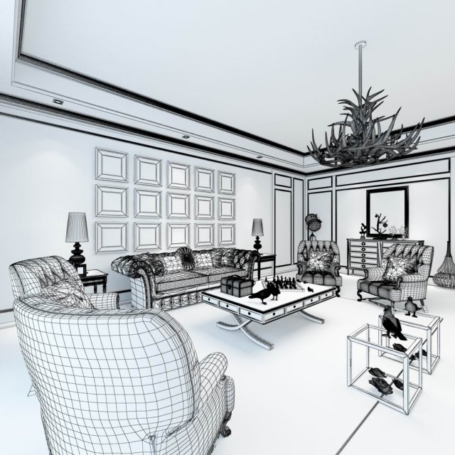 european-style living room design 06 3D मॉडल .c4d .max .obj .3ds .fbx .stl .blend 