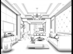 european-style living room design 12 3D-Modell