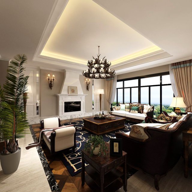 european-style living room design 14 Modelo 3D .c4d .max .obj .3ds .fbx .stl .blend 
