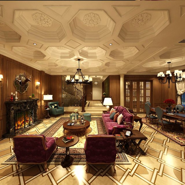 european-style living room design 20 3D Model .c4d .max .obj .3ds .fbx .stl .blend 