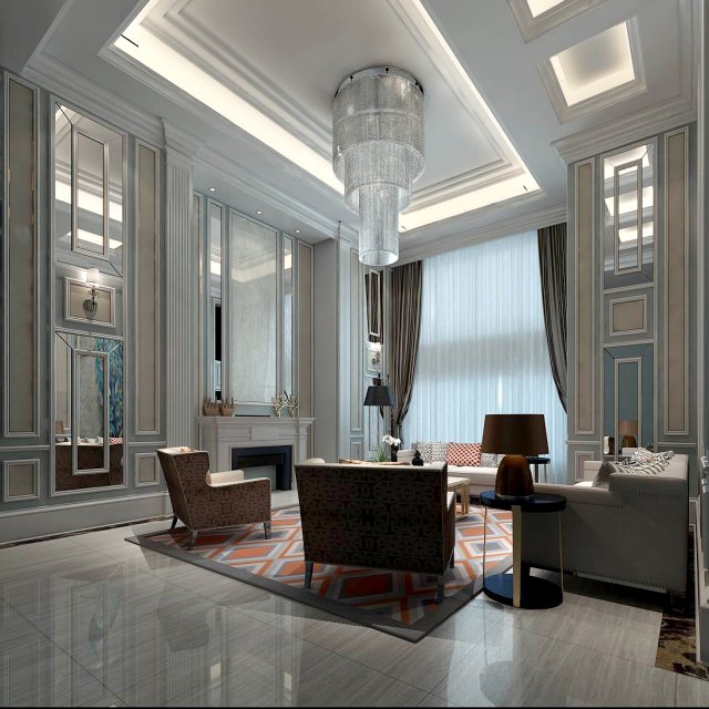 european-style living room design 23 3D Модель .c4d .max .obj .3ds .fbx .stl .blend