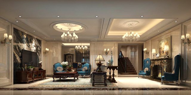 european-style living room design 24 Model 3D .c4d .max .obj .3ds .fbx .stl .blend 