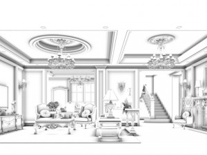 european-style living room design 24 Model 3D
