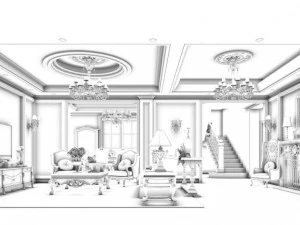 european-style living room design 24 3D Model