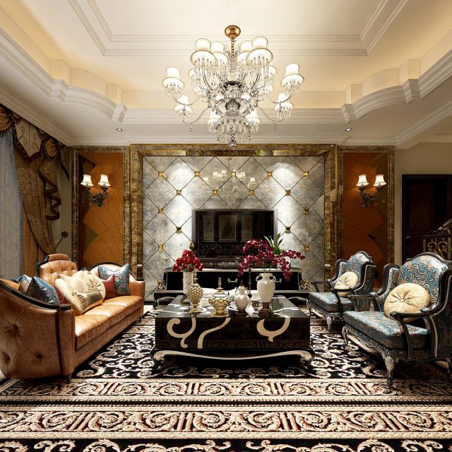 european-style living room design 27 Modèle 3D .c4d .max .obj .3ds .fbx .stl .blend 