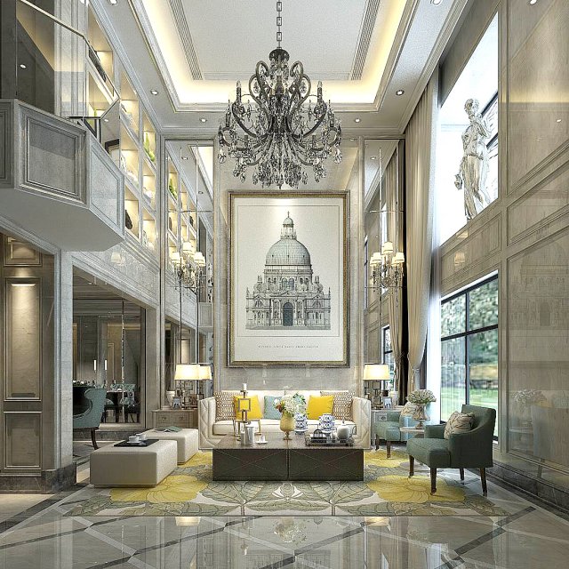 european-style living room design 02 3D Модель .c4d .max .obj .3ds .fbx .stl .blend