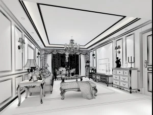 european-style living room design 03 3D Model