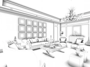 european-style living room design 06 3D Model