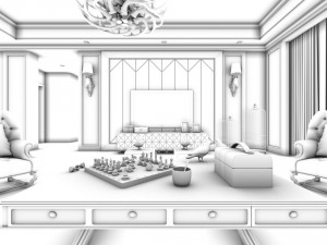european-style living room design 06 3D Модель