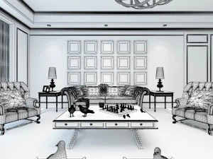 european-style living room design 06 3D Model