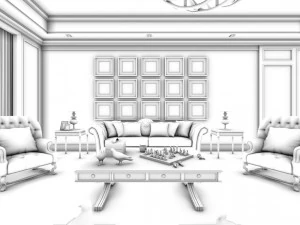 european-style living room design 06 3D Model