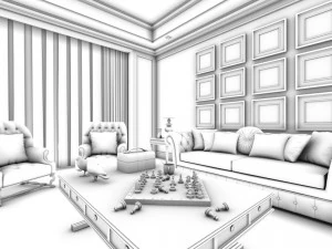 european-style living room design 06 3D Model