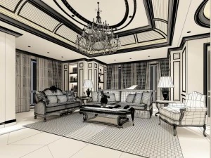 european-style living room design 06 3D Model