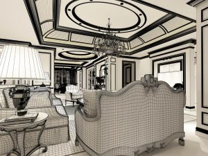 european-style living room design 06 3D Model